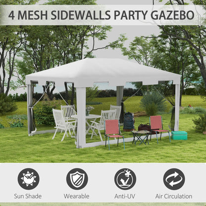 10x13ft Gazebo Tent, Outdoor Canopy, Garden Sun Shade, Mesh Sidewalls, White Canopy Tents at Gallery Canada