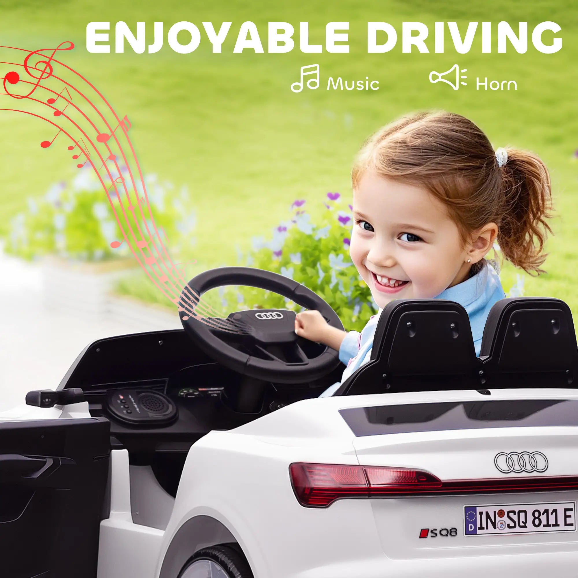 12V Kids Electric Car, Audi Q8 E-Tron Sportback, Remote Control, White Electric Toy Cars at Gallery Canada