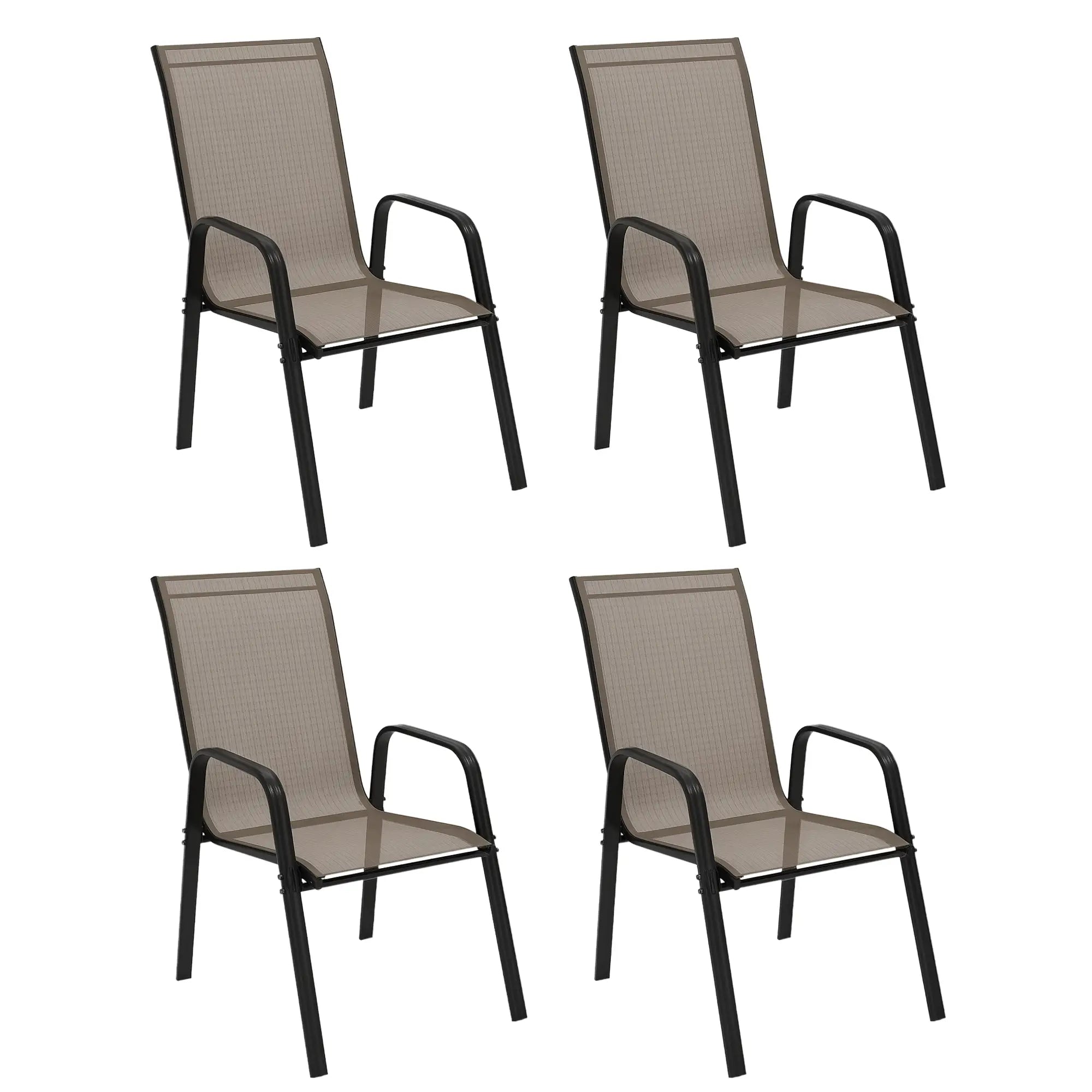 Outdoor Dining Chairs Set of 4, Heavy Duty Stackable, Grey Patio Chairs at Gallery Canada