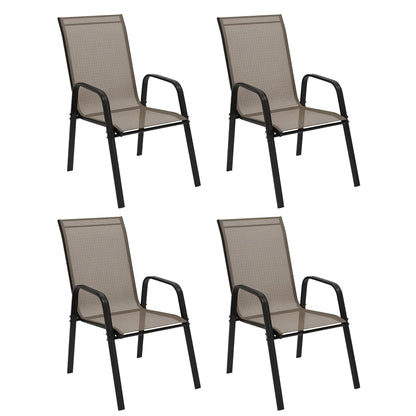 Outdoor Dining Chairs Set of 4, Heavy Duty Stackable, Grey Patio Chairs at Gallery Canada