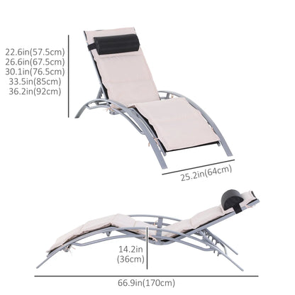 Aluminum Patio Tanning Chair, Soft Padded Seat, Adjustable Backrest, Beige Lounger Chairs at Gallery Canada