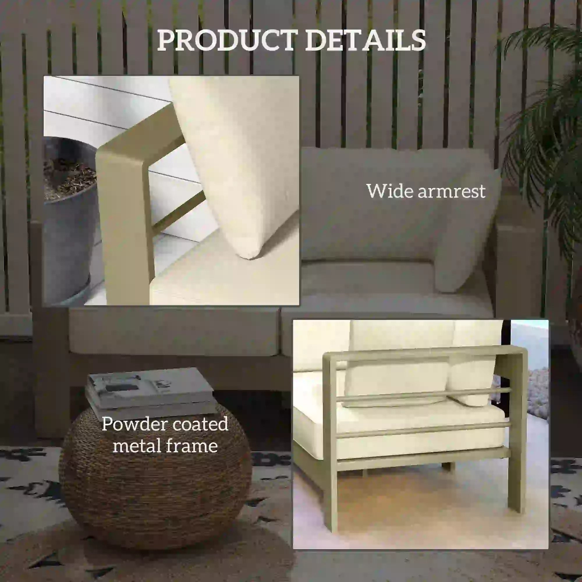 Outdoor Loveseat, Garden Sofa with Cushions, 54.3