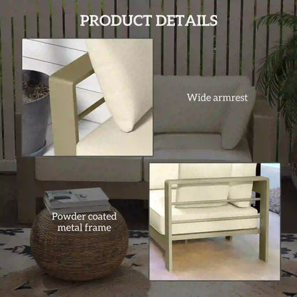 Outdoor Loveseat, Garden Sofa with Cushions, 54.3"x27.6"x24.6", Cream White Patio Chairs at Gallery Canada