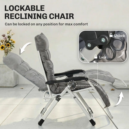 Reclining Zero Gravity Chair, Adjustable Backrest, Folding Sun Lounger, Removable Cushion, Headrest, Dark Grey