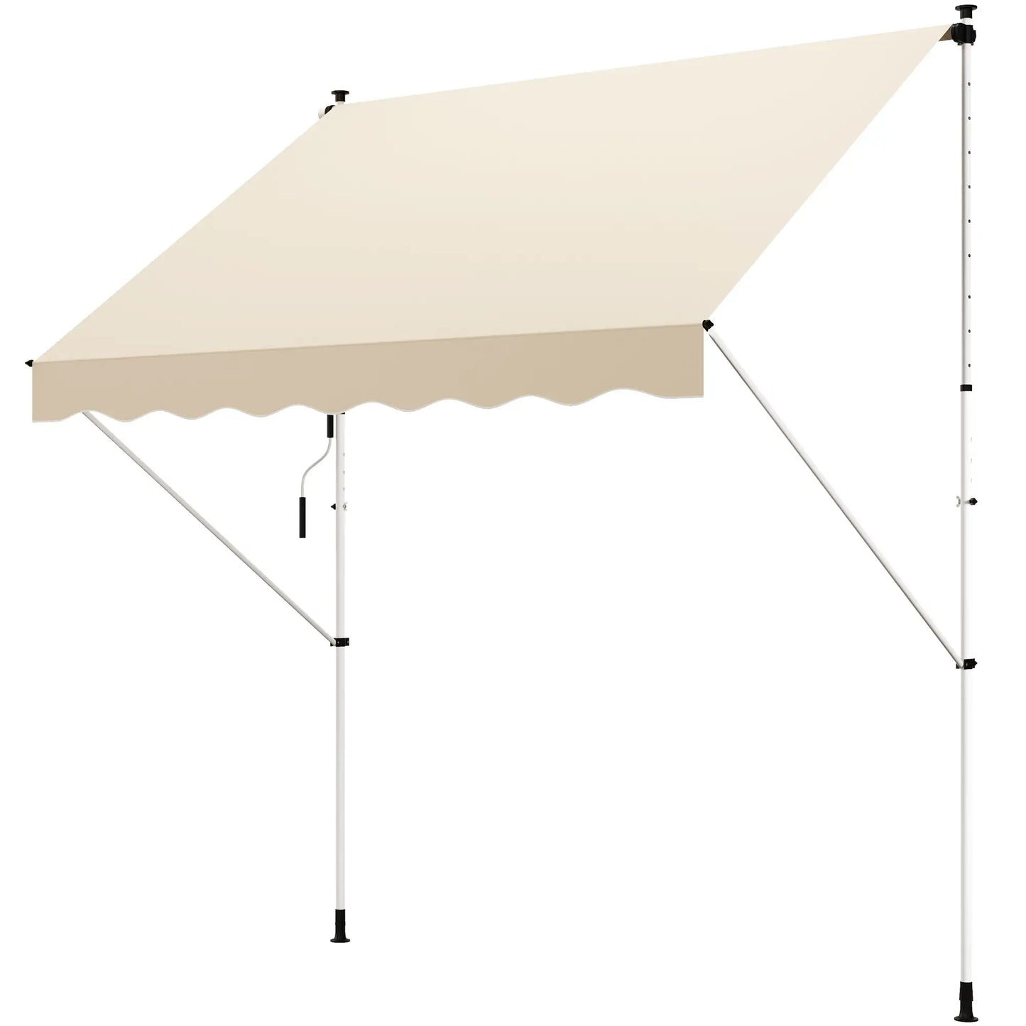 10x5ft Manual Retractable Awning, Water Resistant UV Protector, Beige Door Awnings at Gallery Canada