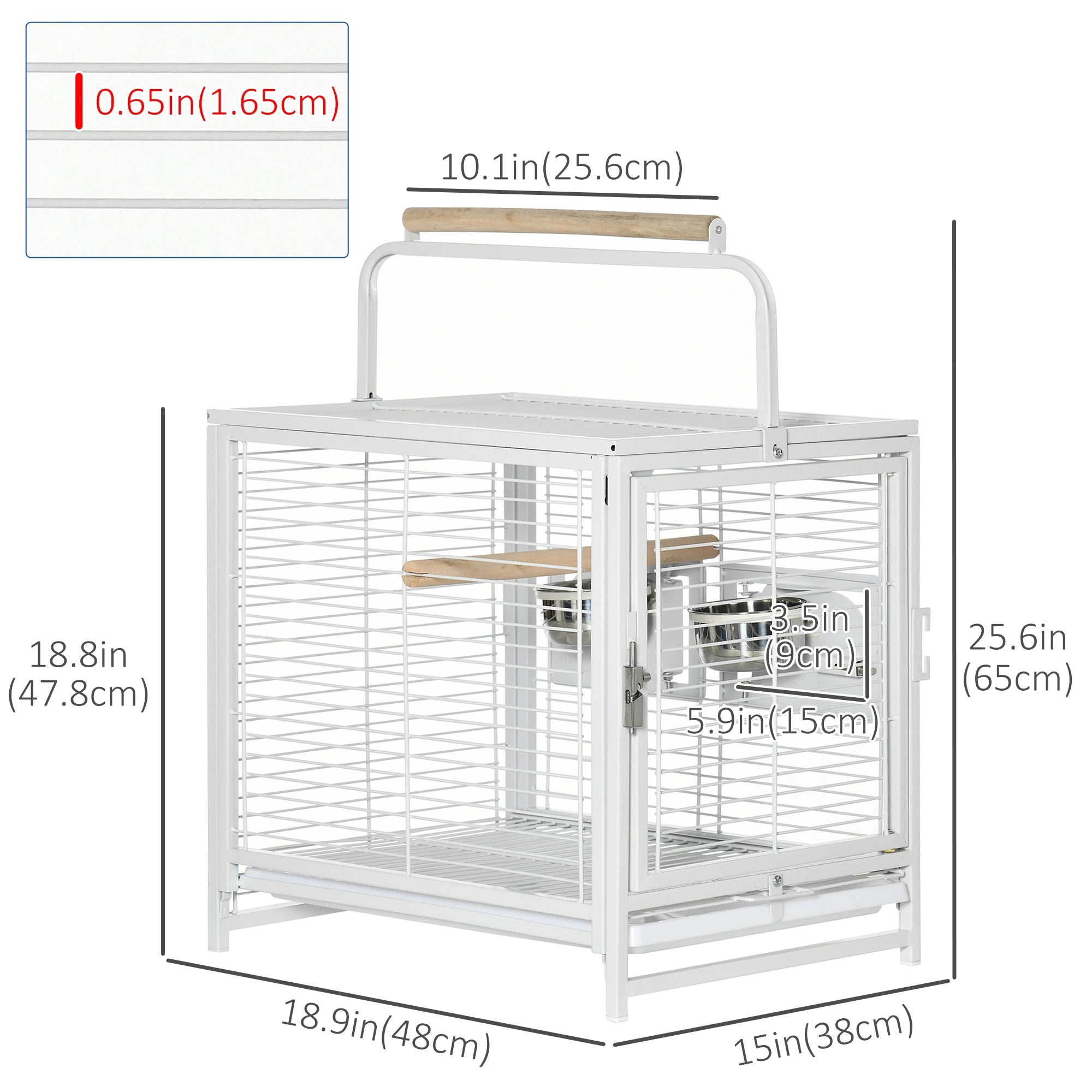 Bird Travel Carrier Cage, With Stand Perch, Stainless Steel Bowls, Pull Out Tray, White Bird Cages at Gallery Canada