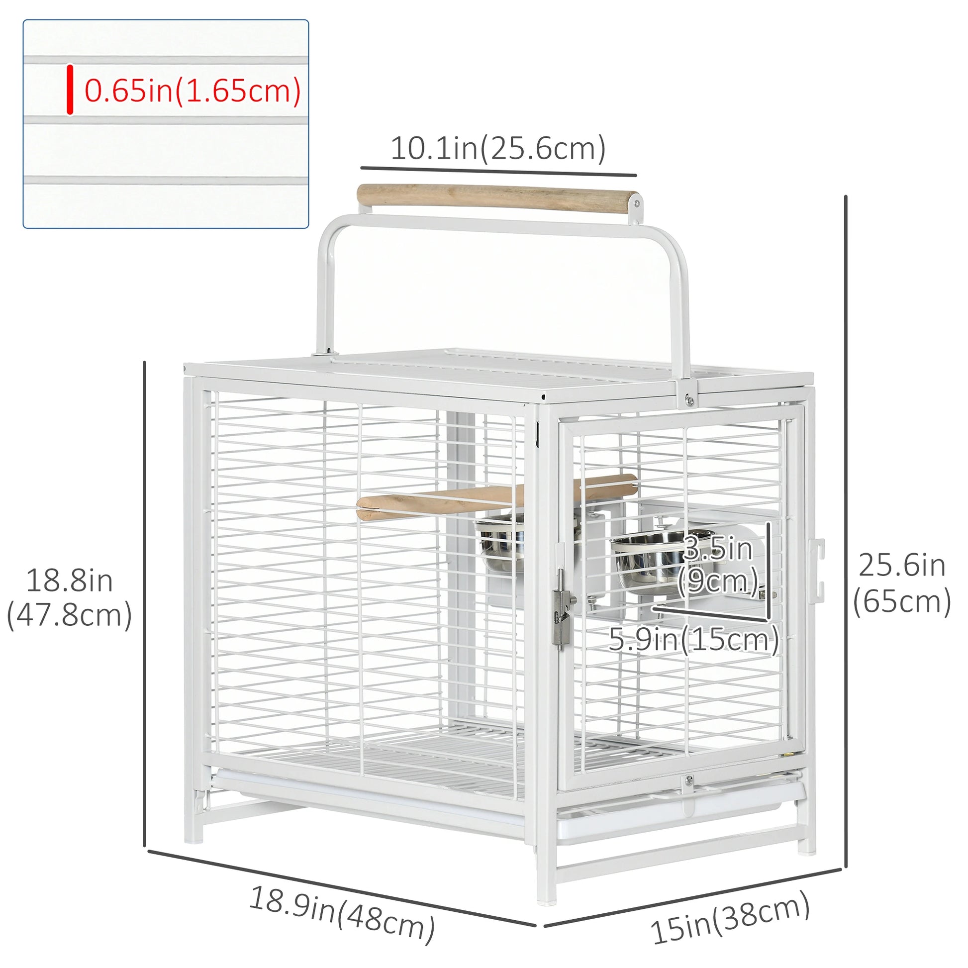 Bird Travel Carrier Cage, With Stand Perch, Stainless Steel Bowls, Pull Out Tray, White Bird Cages at Gallery Canada