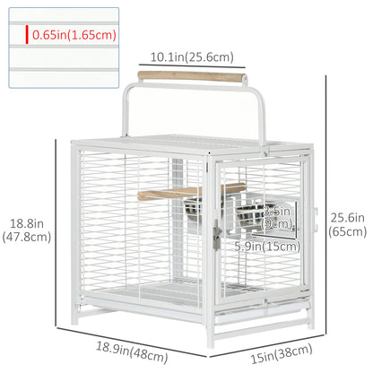 Bird Travel Carrier Cage, With Stand Perch, Stainless Steel Bowls, Pull Out Tray, White Bird Cages at Gallery Canada