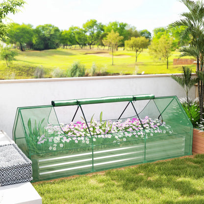 8.6 x 3 x 1ft Raised Garden Bed, Mini Greenhouse, Galvanized Cover, Green Galvanized Planter Boxes at Gallery Canada