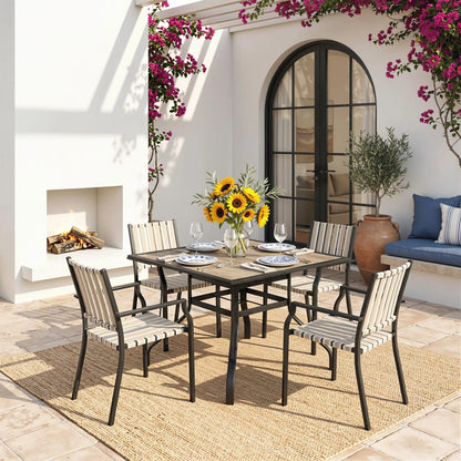36" x 36" x 28" Square Patio Dining Table, Umbrella Hole, Rustproof Steel Frame Patio Dinning Tables at Gallery Canada