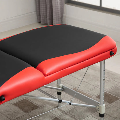 85" Foldable Massage Table, 3 Section, Salon Spa Facial Couch Bed, Black/Red Portable Massage Tables at Gallery Canada