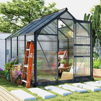 Greenhouse Garden, Outdoor Kit, PC Board Sliding Door, 6.2' x 8.3' x 6.6', Grey Walk In Greenhouses at Gallery Canada