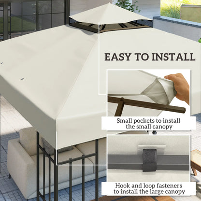 10' x 10' Gazebo Replacement Cover, UPF30+, 2-Tier Roof, Light Grey Gazebo Canopy Replacement at Gallery Canada