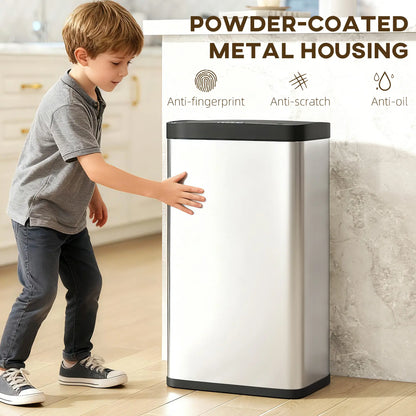 12 Gallon Sensor Can, Automatic Garbage Can, Stainless Steel, Silver