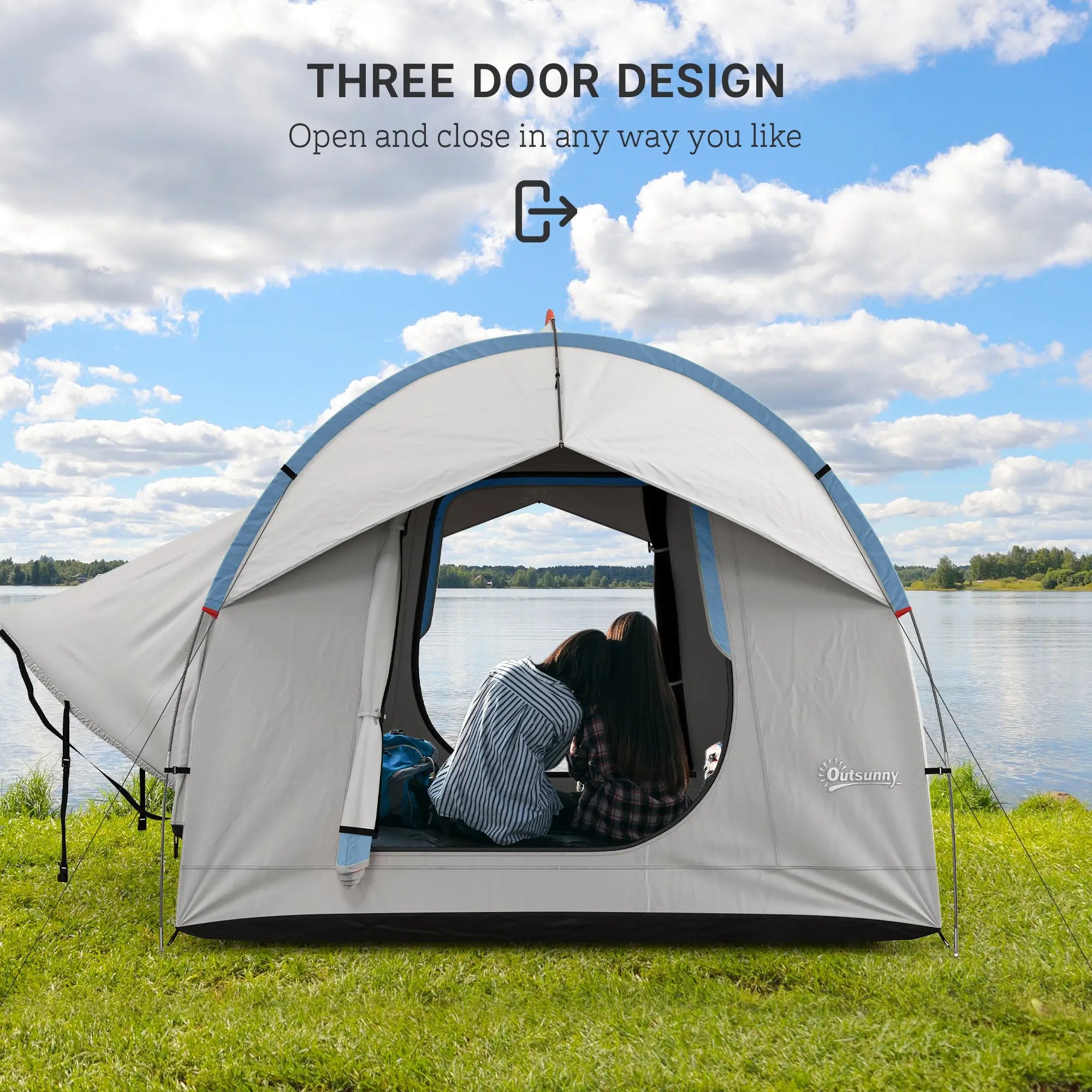 2000mm Waterproof SUV Tent, 3 Doors, Mesh Window, Grey, Blue Camping Tents at Gallery Canada