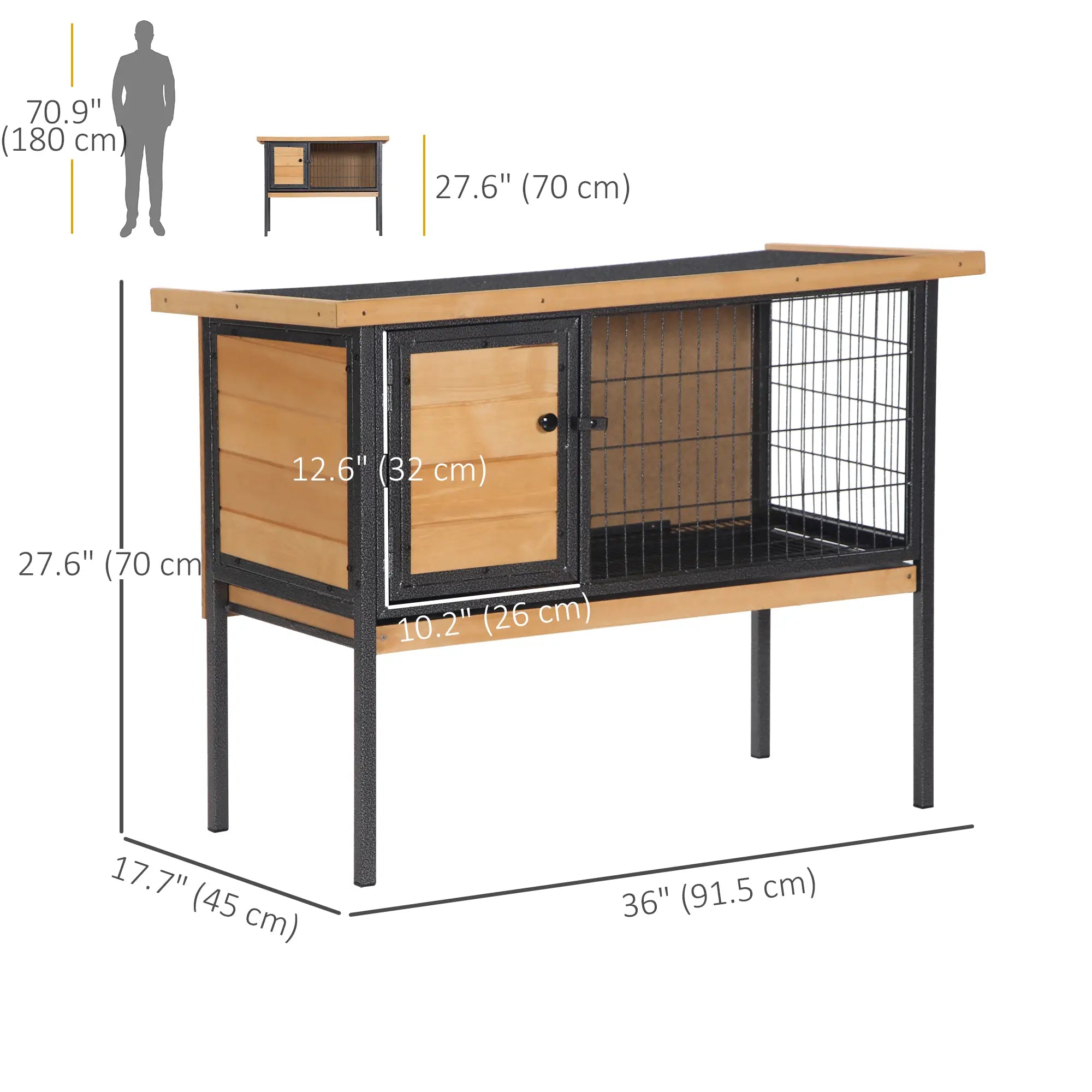 Wooden Rabbit Hutch, Indoor Outdoor Bunny Cage With Tray, Yellow Rabbit Hutch at Gallery Canada