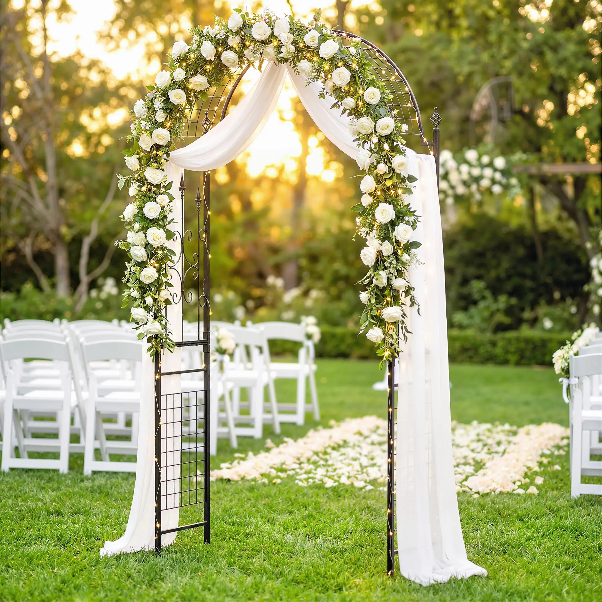 7.5 ft Steel Garden Arch, Outdoor Trellis Arbor, Black Garden Arches at Gallery Canada