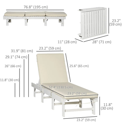 Wooden Folding Chaise Lounge, Outdoor Chair, Adjustable Back, Light Grey Chaise Loungers at Gallery Canada