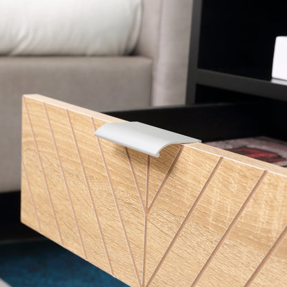 Modern Bedside Table with Drawer, Storage Shelf, Oak, Black Bedside Tables at Gallery Canada