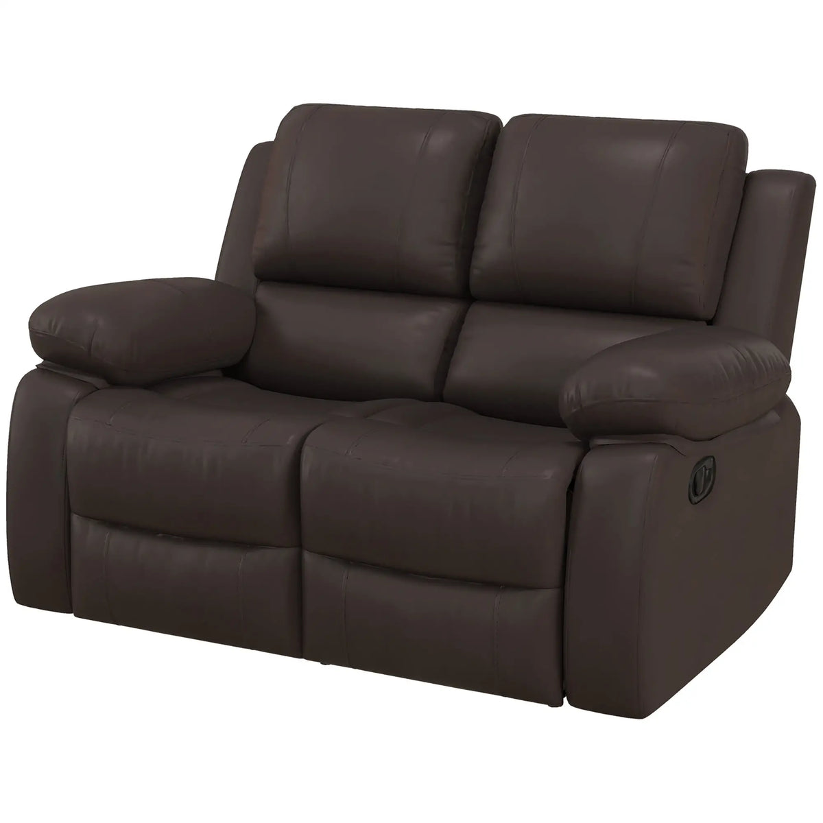 PU Leather Manual Recliner Sofa, Double Loveseat with Footrest, Brown 2-Seater Sofas Brown at Gallery Canada