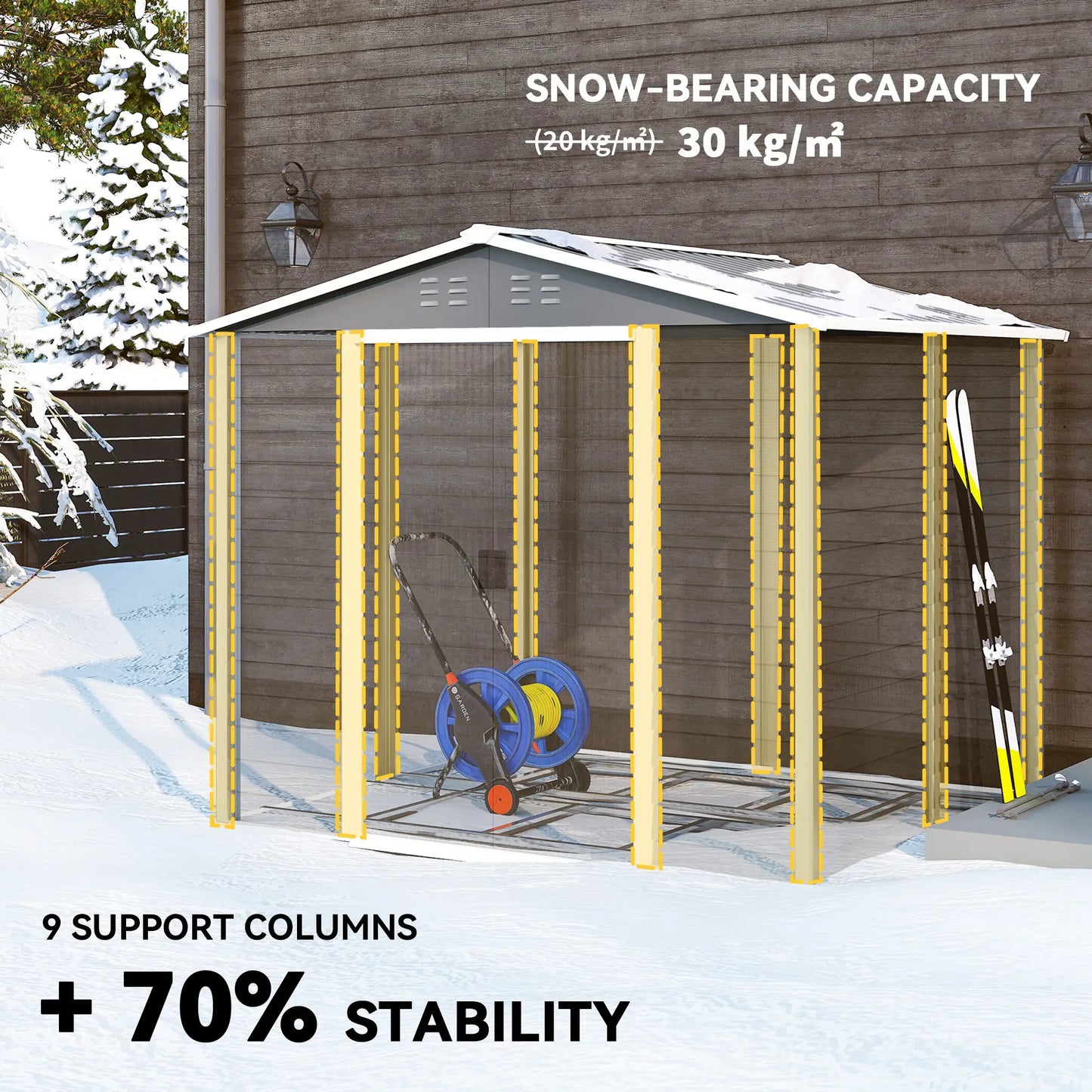 8' x 7' Outdoor Storage Shed, Galvanized Metal, Lockable Doors, Light Grey Sheds at Gallery Canada