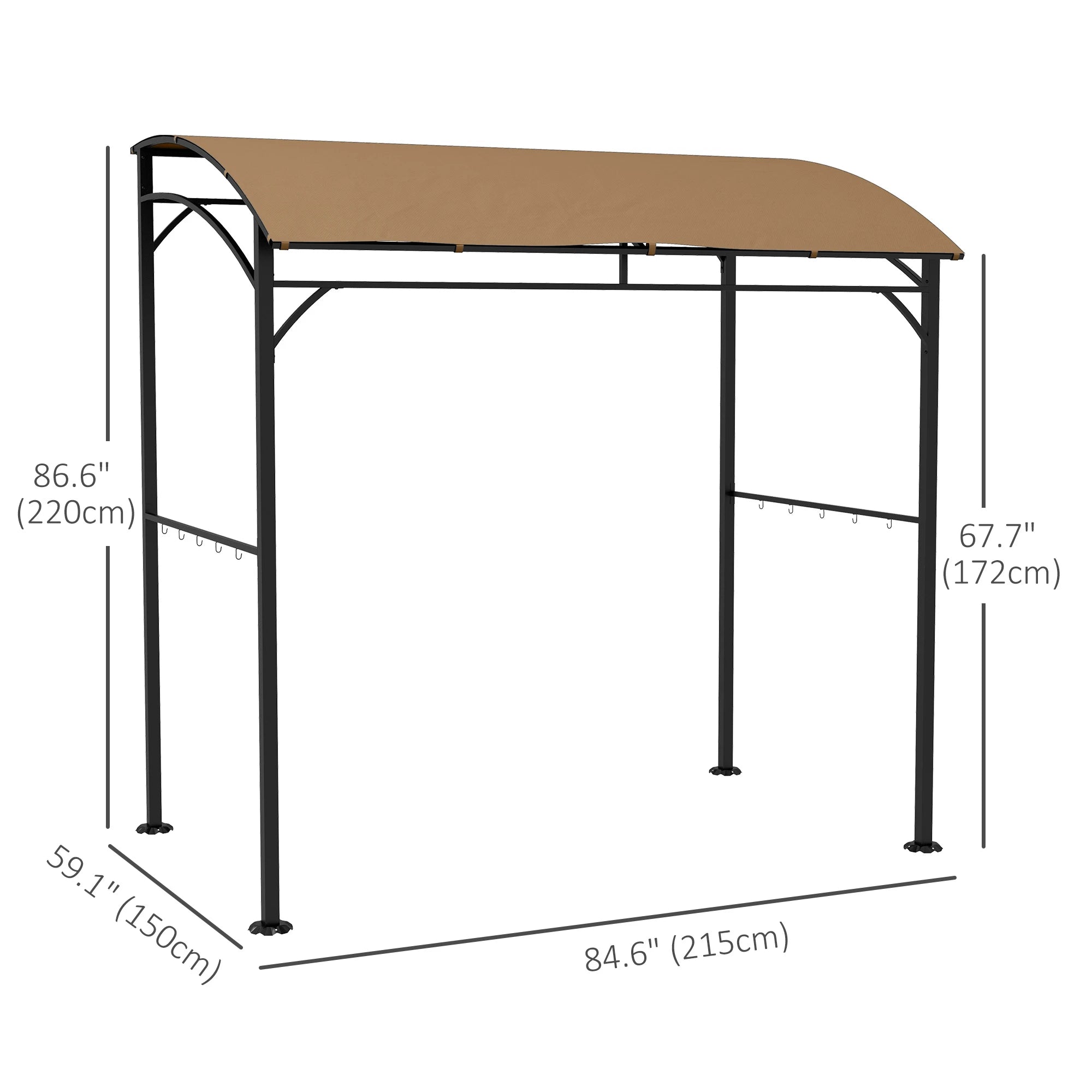 7' x 5' Garden Grill Canopy, Steel Frame, Dark Brown BBQ Grill Gazebos at Gallery Canada