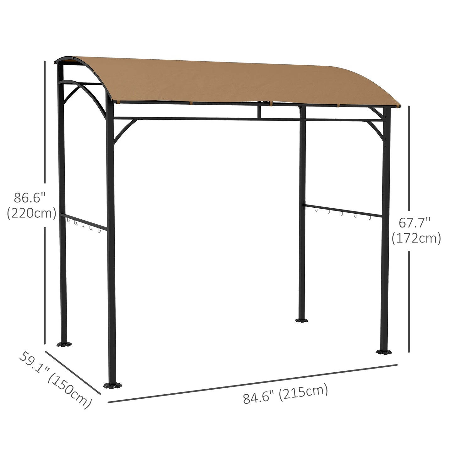 7' x 5' Garden Grill Canopy, Steel Frame, Dark Brown BBQ Grill Gazebos at Gallery Canada