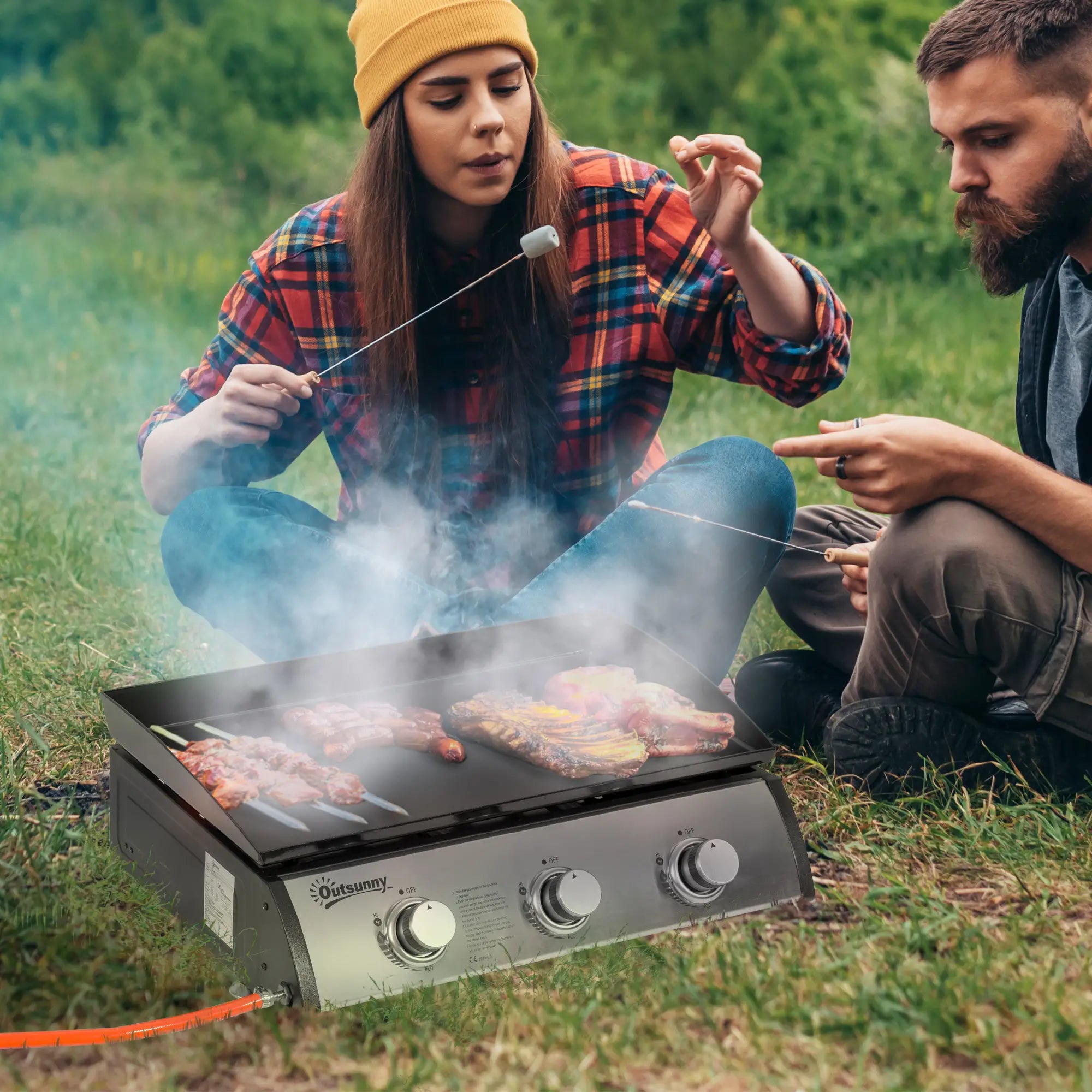 3 Burner Portable Tabletop BBQ Grill, Silver Propane Gas Grills at Gallery Canada