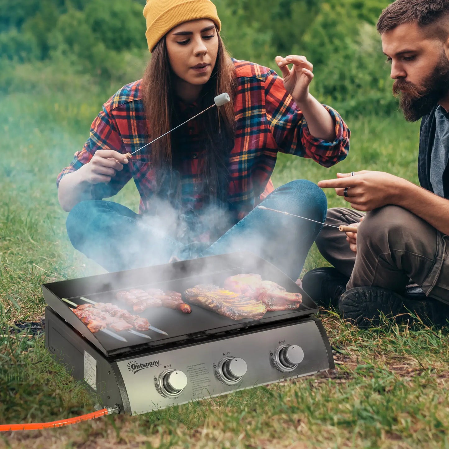 3 Burner Portable Tabletop BBQ Grill, Silver Propane Gas Grills at Gallery Canada