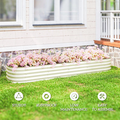 7.9 x 2 x 1ft Galvanized Raised Garden Bed Kit, Metal Planter Box, Cream White Galvanized Planter Boxes at Gallery Canada