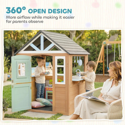 Kids Outdoor Playhouse, Wooden Cottage With Pet Door, Play Kitchen Play Houses at Gallery Canada