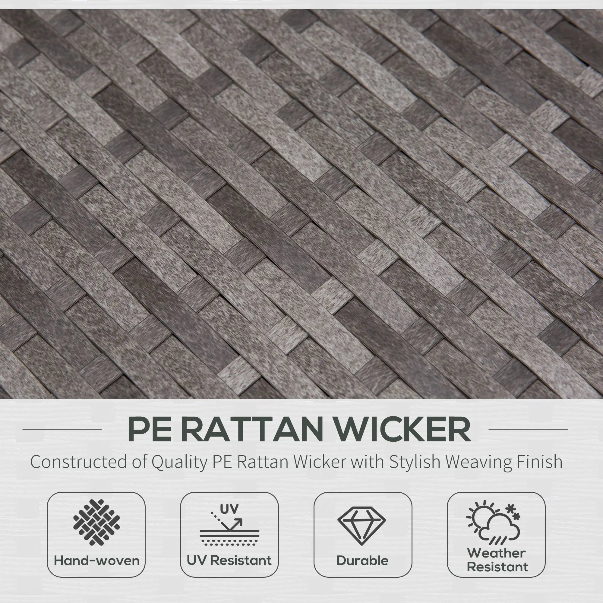 3-Piece Wicker Patio Set, Outdoor Sofa with Glass Table, Grey Patio Furniture Sets at Gallery Canada