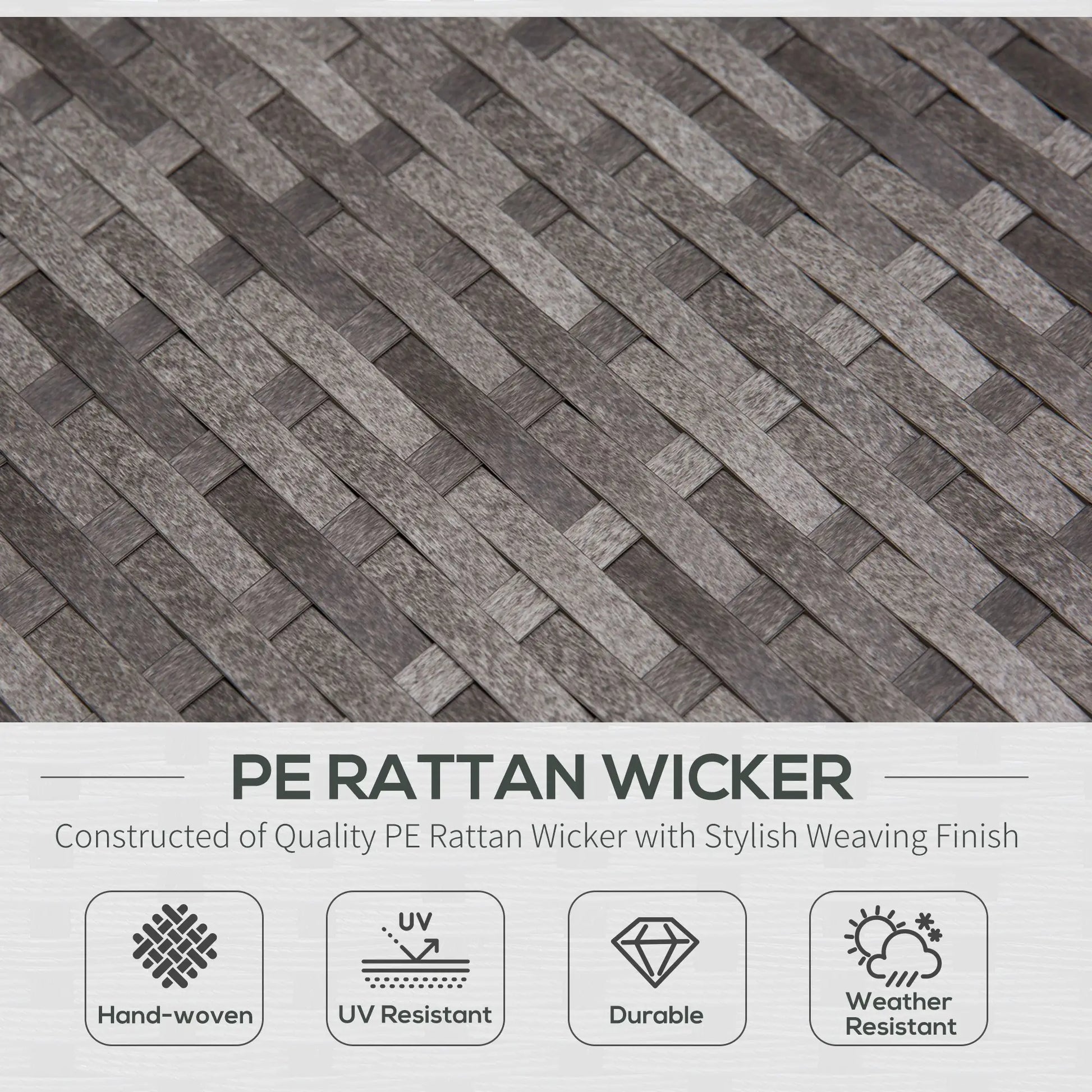 3-Piece Wicker Patio Set, Outdoor Sofa with Glass Table, Grey Patio Furniture Sets at Gallery Canada