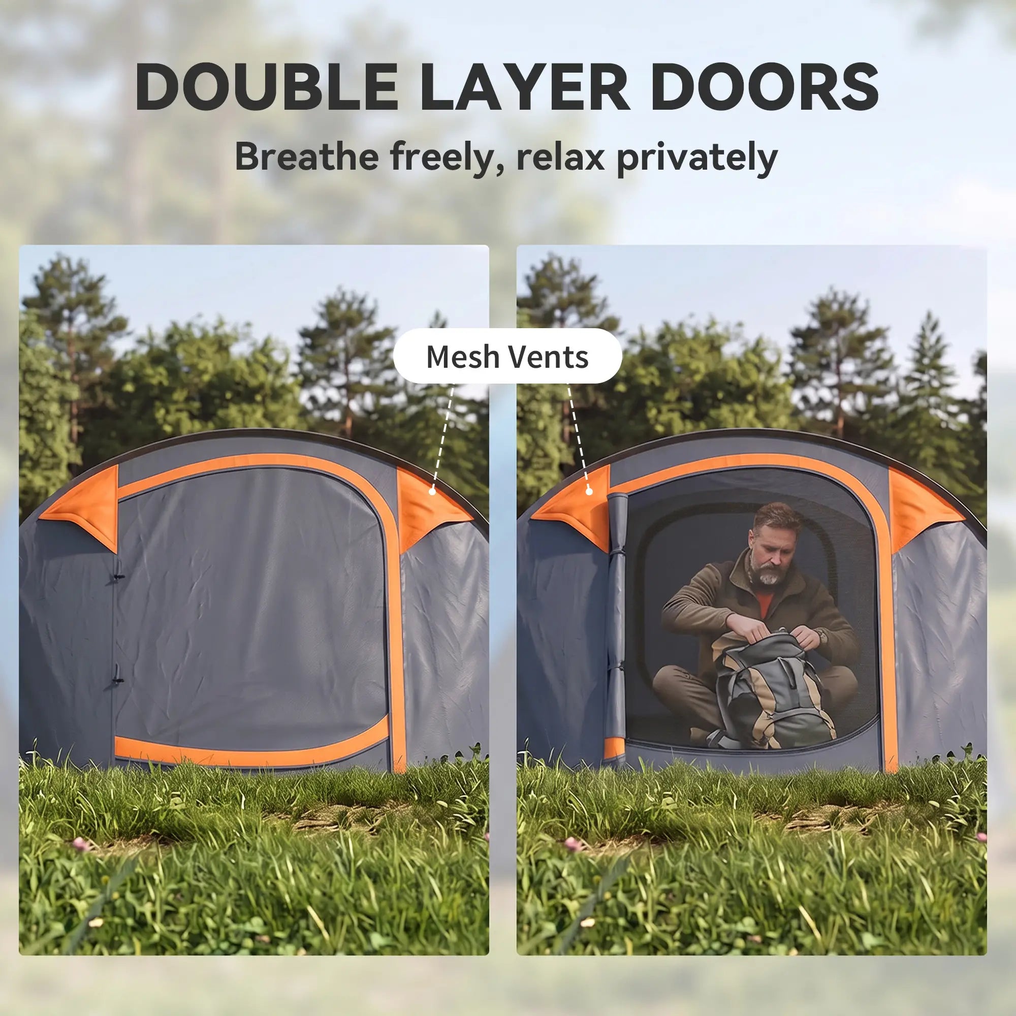 4 Person Pop Up Tent, Automatic Setup, Orange Camping Tents at Gallery Canada