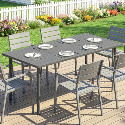 65" x 31.5" Outdoor Dining Table, Metal Rectangular Patio Table, Seats 6
