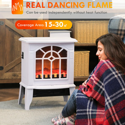 Electric Fireplace Heater, Freestanding Stove, Realistic Flame, Overheat Protection, 750W/1500W, White Electric Fireplaces at Gallery Canada