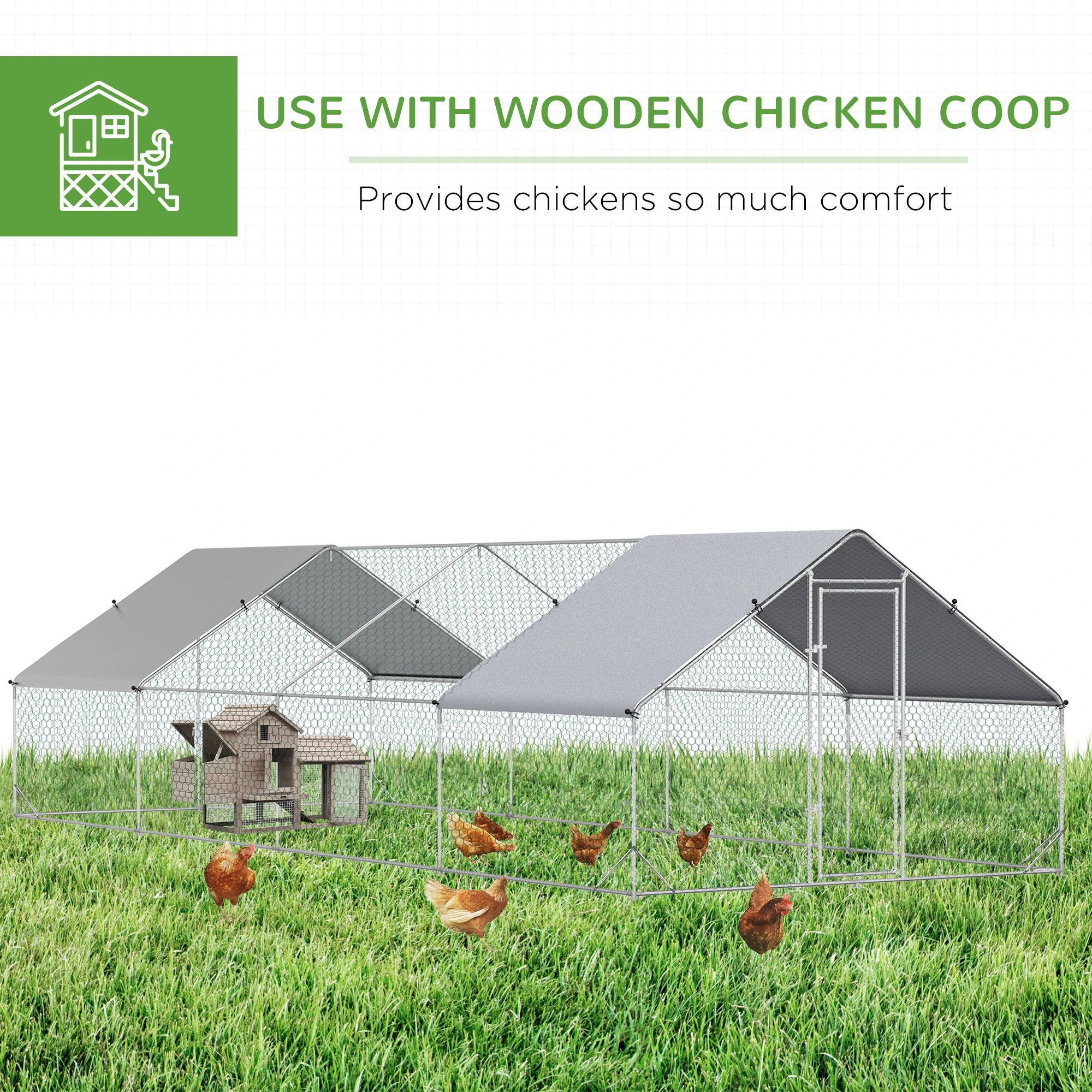 9.8' x 26.2' x 6.6' Chicken Coop, Outdoor Hen House With Cover, Lockable Door Chicken Coops at Gallery Canada
