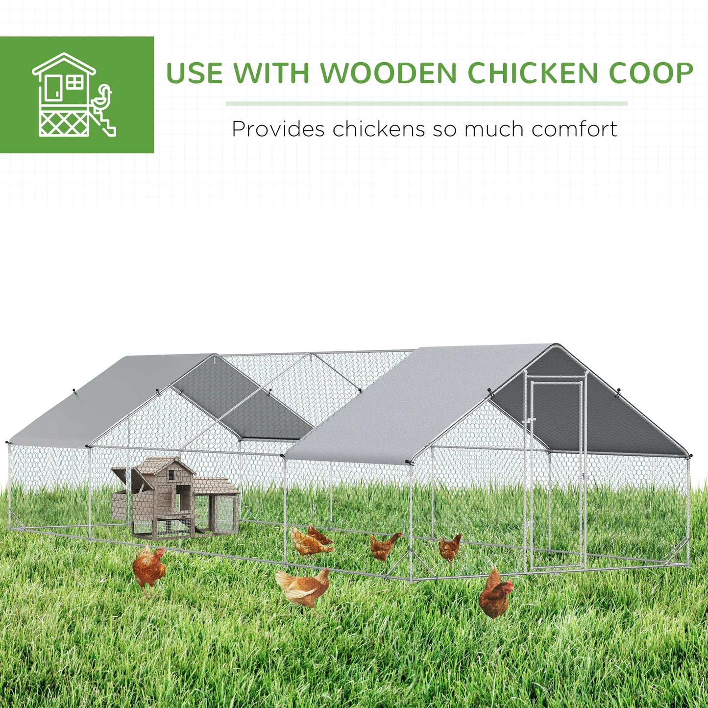 9.8' x 26.2' x 6.6' Chicken Coop, Outdoor Hen House With Cover, Lockable Door Chicken Coops at Gallery Canada
