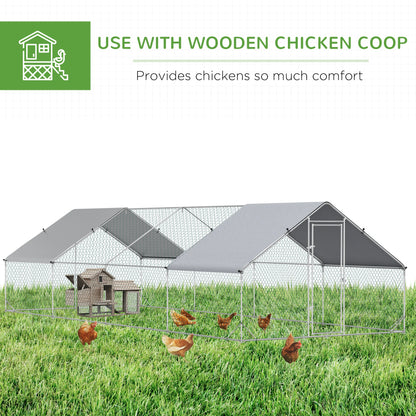 9.8' x 26.2' x 6.6' Chicken Coop, Outdoor Hen House With Cover, Lockable Door Chicken Coops at Gallery Canada