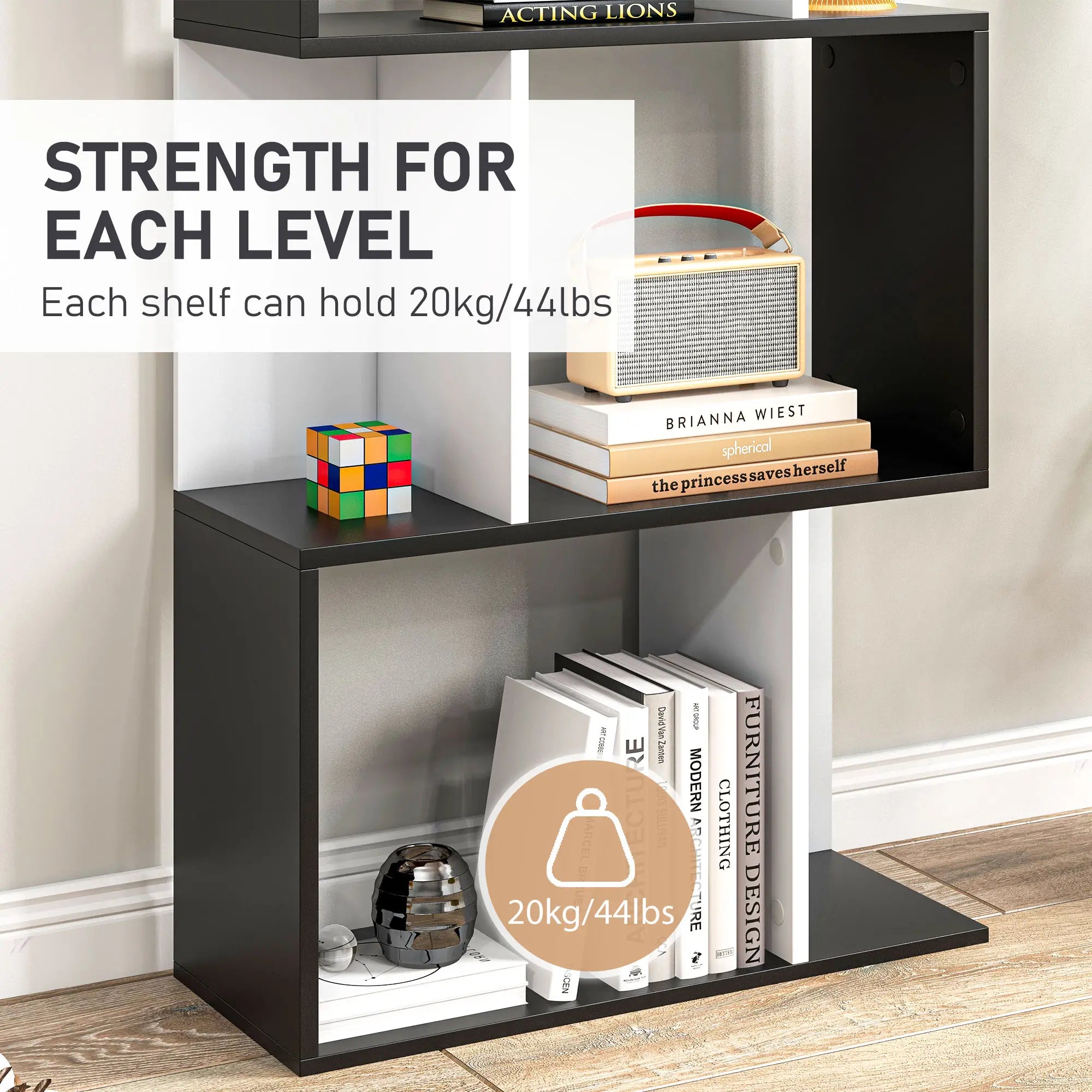 Modern Bookcase 5-Tier Display Shelf, Room Divider, Black Display Bookshelves at Gallery Canada