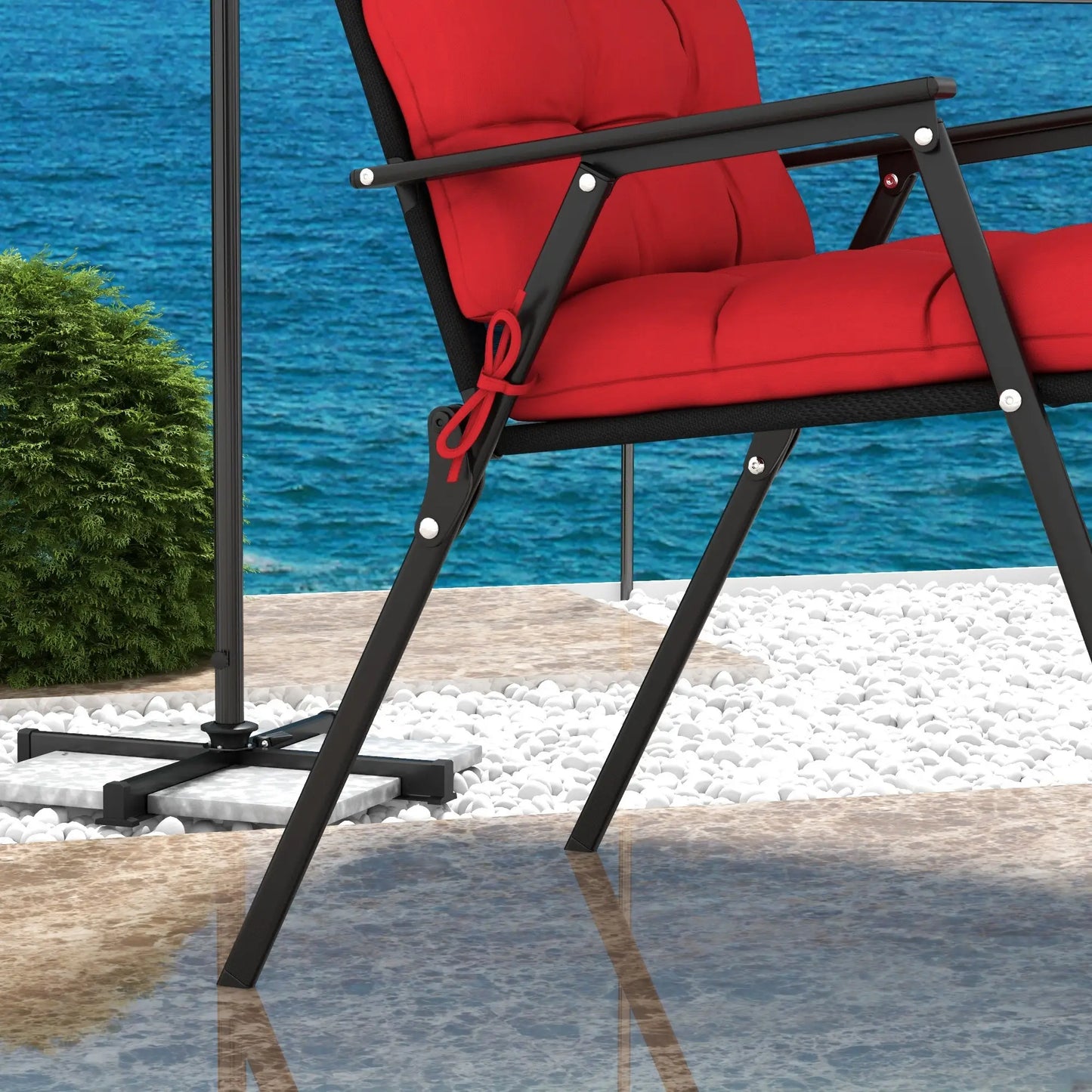 2-Piece Back Seat Cushion, Outdoor Patio Chair Cushions, Button Tufted, Red Patio Chair Cushions at Gallery Canada