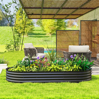Grande Jardinière d'Extérieur, 7' x 3' x 1', Lit de Jardin Suralélevé Galvanisé, Noir