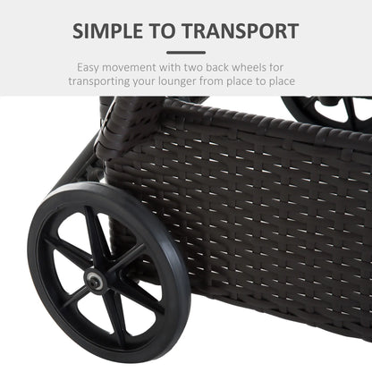 Wicker Chaise Lounge, Outdoor PE Rattan Sun Lounger, Adjustable Backrest, 5-Level, Deep Coffee Cream White, Cream White Chaise Loungers at Gallery Canada