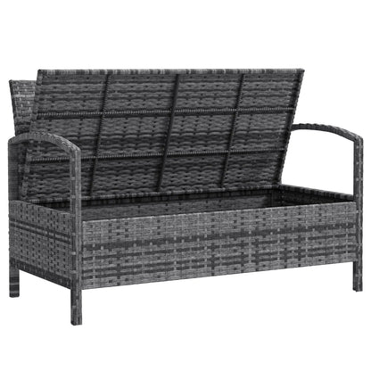 33 Gallon Outdoor Storage Bench, Wicker Deck Box Patio Seat, Grey Outdoor Benches Grey at Gallery Canada