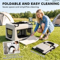 Soft-Sided Pet Carrier Bag, Portable Travel, Light Grey