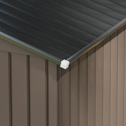 7' x 4' x 6' Garden Storage Shed, Metal, Double Doors, Brown Sheds at Gallery Canada