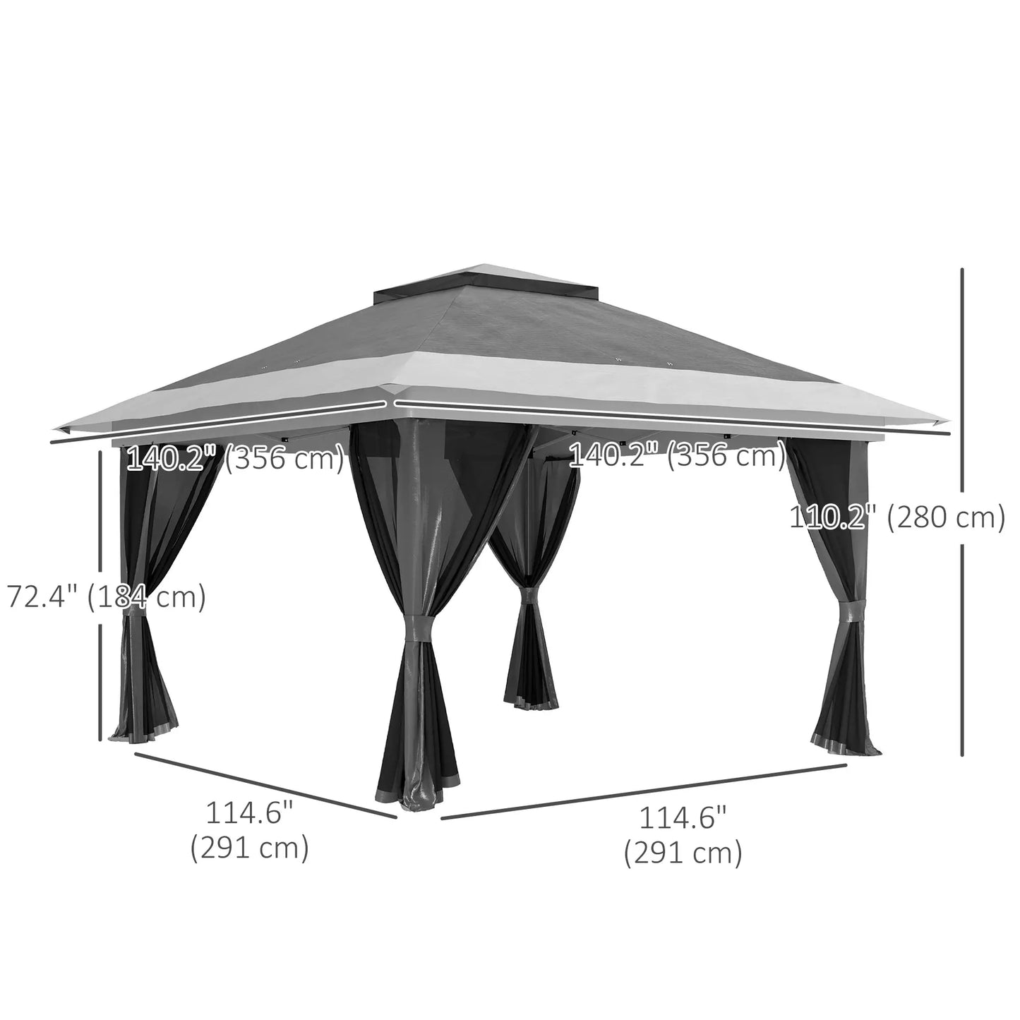 11.7' x 11.7' Pop Up Canopy Tent, UPF50+ Sun Shelter with Netting, Wheeled Bag Pop Up Canopies at Gallery Canada