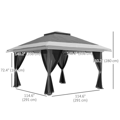 11.7' x 11.7' Pop Up Canopy Tent, UPF50+ Sun Shelter with Netting, Wheeled Bag Pop Up Canopies at Gallery Canada