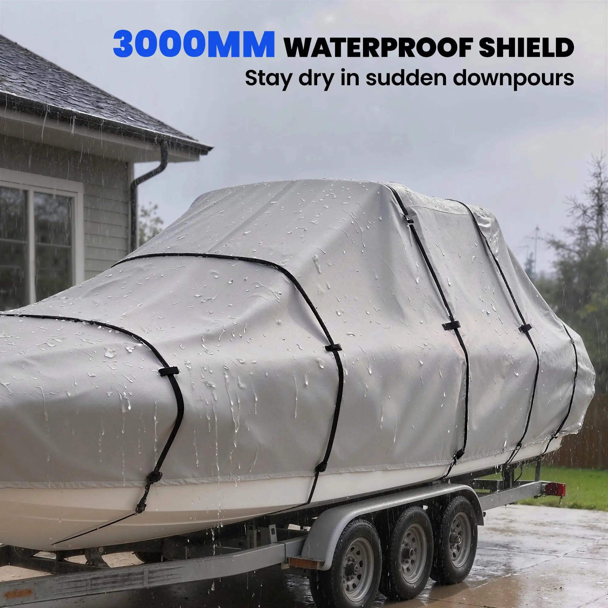 22-24 Ft Trailer Boat Cover, 3000mm Waterproof, Light Grey Water Sports & Boating Supplies at Gallery Canada