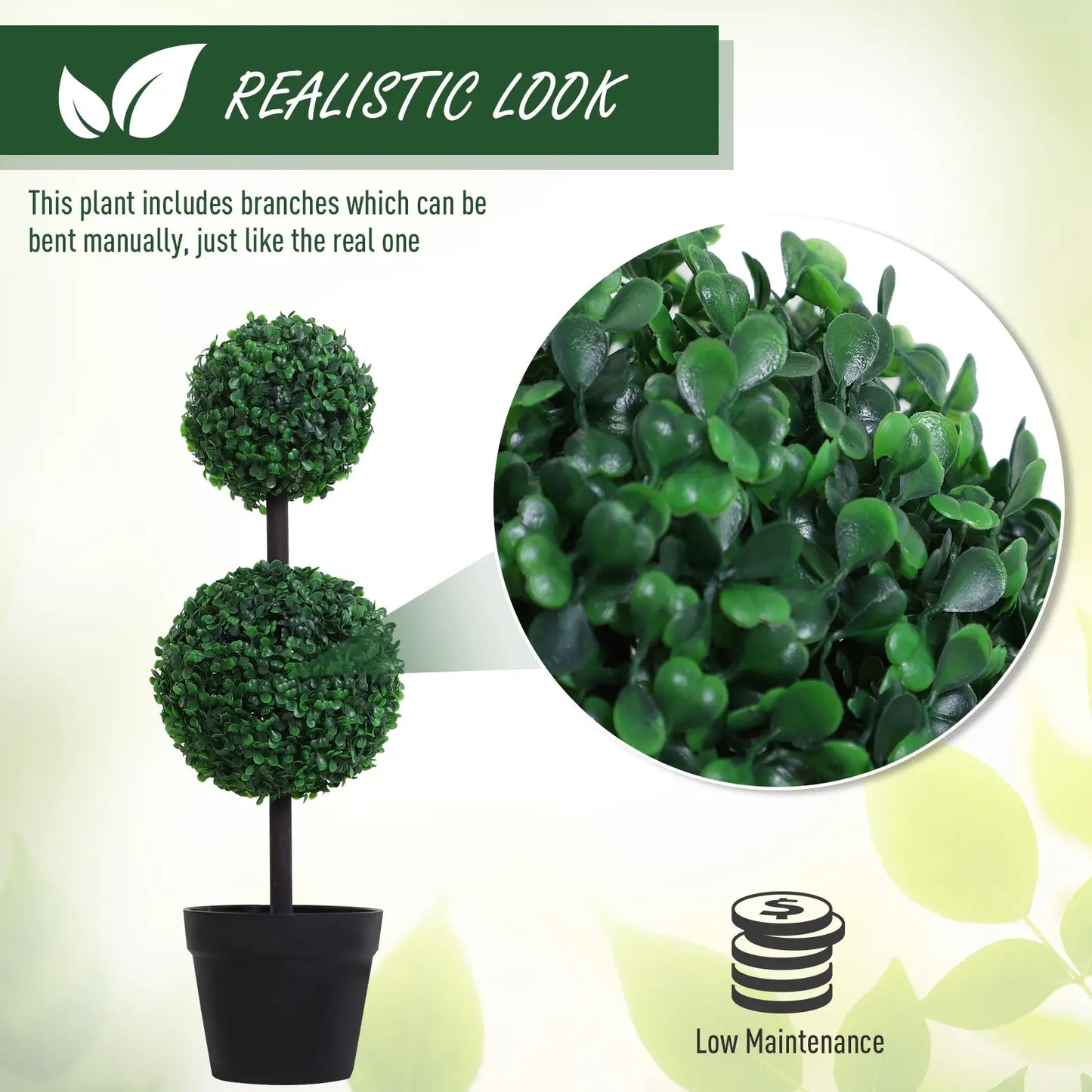 2 Ball Topiary Tree in Pot, Artificial Plant, Home Office Decor, Dark Green Artificial Trees at Gallery Canada